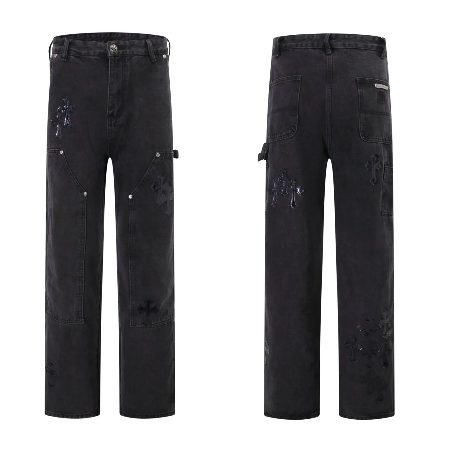 P260 Style number: H890 Croxin & 𝐂𝐡𝐫𝐨𝐦𝐞 𝐇𝐞𝐚𝐫𝐭 ss25 limited imitation wood pants starry sky black leather jeans. Styles with different wash textures are very friendly to people with thin legs and thick legs. The slightly flared version perfectly modifies the leg shape. The timeless and moderate length makes it easy to match and match. It is the basis for various styles and is a must-have in your wardrobe! The fabric is stiff but also makes the upper body soft without losing texture. The washing process is even more perfect. It is a must-have item for everyone! ! ! Washed wheat, hang tag, pants label, three labels complete Color: black Size: 30-32-34-36